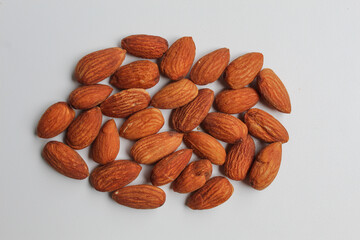 Roasted almond on white background