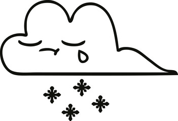 line drawing cartoon storm snow cloud