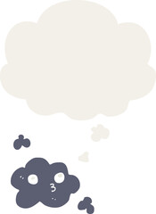 cute cartoon cloud and thought bubble in retro style