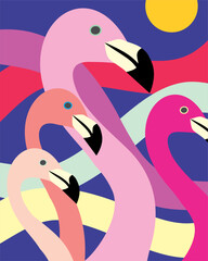 Colorful flamingos