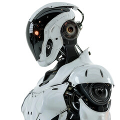 Fototapeta premium Robotic Security Guard, transparent background, isolated image, generative AI