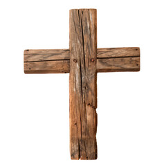 A old wooden cross. The cross is a symbol of Christianity Isolated on transparent background, PNG