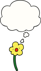 cartoon flower and thought bubble
