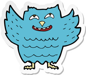 sticker of a cartoon happy owl