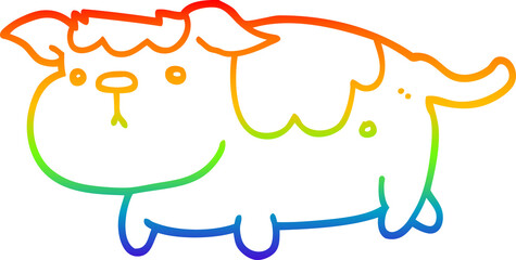 rainbow gradient line drawing cartoon dog