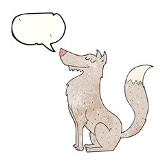 speech bubble textured cartoon wolf