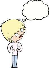 cartoon shocked woman with thought bubble