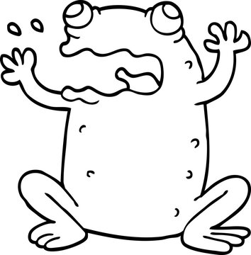 recommend clip art: line drawing cartoon burping toad