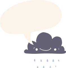 cartoon storm cloud and speech bubble in retro style