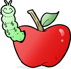 cartoon apple with bug