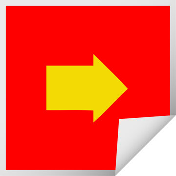 square peeling sticker cartoon arrow symbol