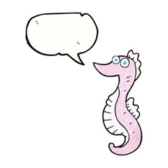 speech bubble textured cartoon seahorse