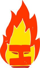 flat color illustration of a cartoon flaming letter I