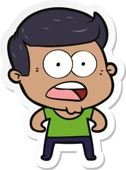 sticker of a cartoon shocked man
