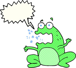 comic book speech bubble cartoon burping frog