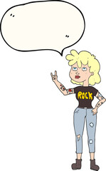 speech bubble cartoon rocker girl