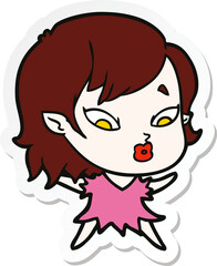 sticker of a cute cartoon vampire girl