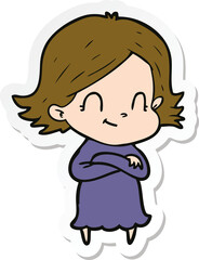 sticker of a cartoon friendly girl