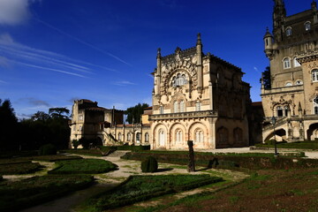Convento de Santa Cruz do Buçaco is a former Carmelite monastery in the Mata Nacional do Buçaco , Portugal - obrazy, fototapety, plakaty