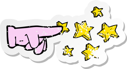 retro distressed sticker of a cartoon pointing hand