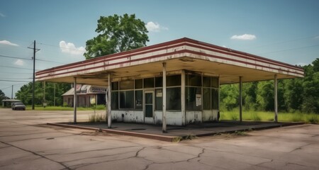  Abandoned gas station, a testament to times gone by