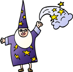 cartoon doodle wizard casting spell