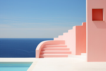 Élégance architecturale minimaliste sur la côte - obrazy, fototapety, plakaty