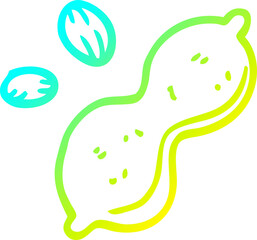 cold gradient line drawing cartoon peanut and shell