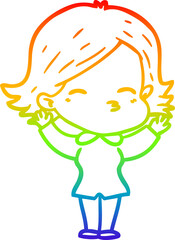rainbow gradient line drawing cartoon woman