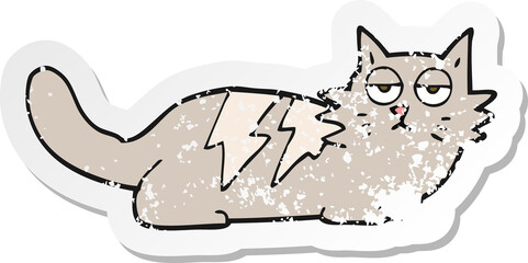 retro distressed sticker of a cartoon cat