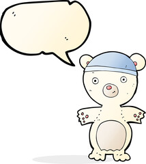 cartoon cute polar bear with speech bubble