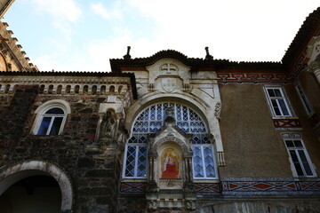 Convento de Santa Cruz do Buçaco is a former Carmelite monastery in the Mata Nacional do Buçaco , Portugal - obrazy, fototapety, plakaty