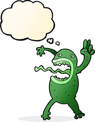 cartoon crazy frog with thought bubble