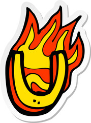 sticker of a cartoon flaming letter