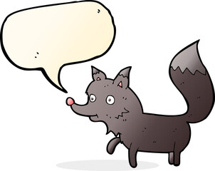 cartoon wolf cub with speech bubble