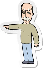 sticker of a cartoon old man gesturing Get Out