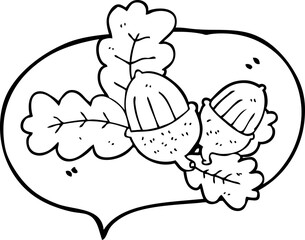 Naklejka premium speech bubble cartoon acorns and leaves