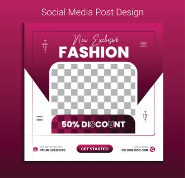 Fashion sale social media post template and trendy gradient colors, poster, flyer, brochure in vector EPS 10.