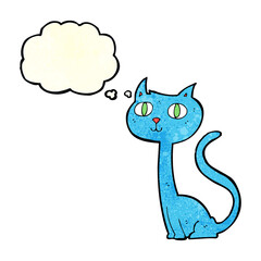 cartoon cat with thought bubble