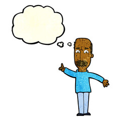 cartoon man issuing stern warning with thought bubble