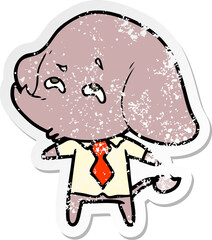 distressed sticker of a cartoon elephant boss remembering