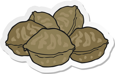 sticker of a cartoon walnuts