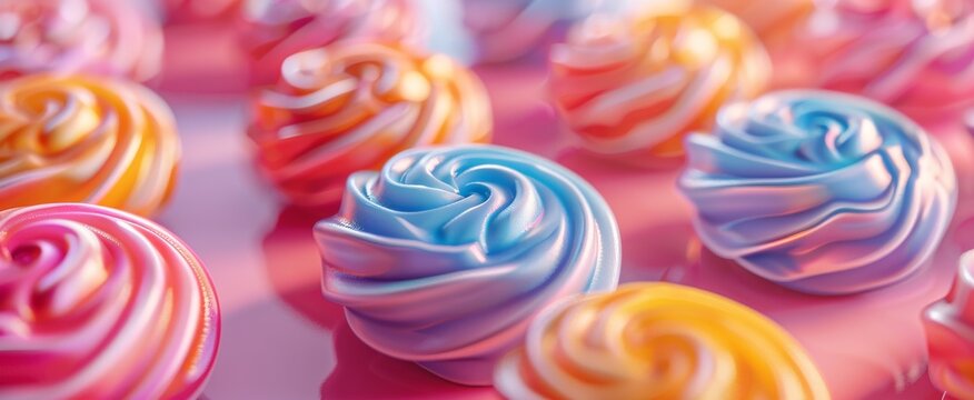 Naklejki Colorful abstract candy swirls in high detail on a pink background.