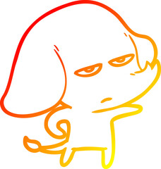 warm gradient line drawing annoyed cartoon elephant