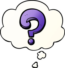 cartoon question mark and thought bubble in smooth gradient style