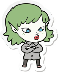 sticker of a pretty cartoon elf girl