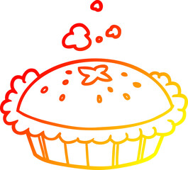 warm gradient line drawing hot pie fresh out of the oven