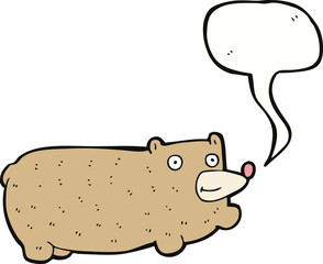 funny cartoon bear with speech bubble