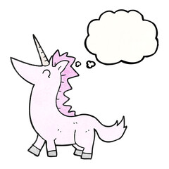 Naklejka premium thought bubble textured cartoon unicorn