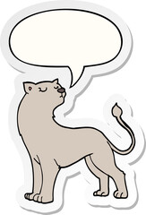 cartoon lioness and speech bubble sticker